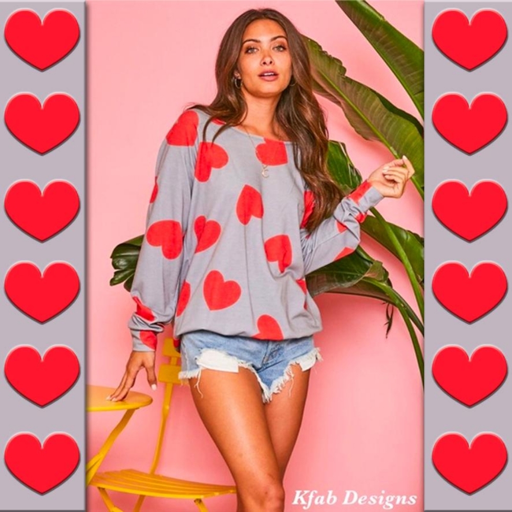 On/Off Shoulder Knit HEART TOP - Picture 2 of 11